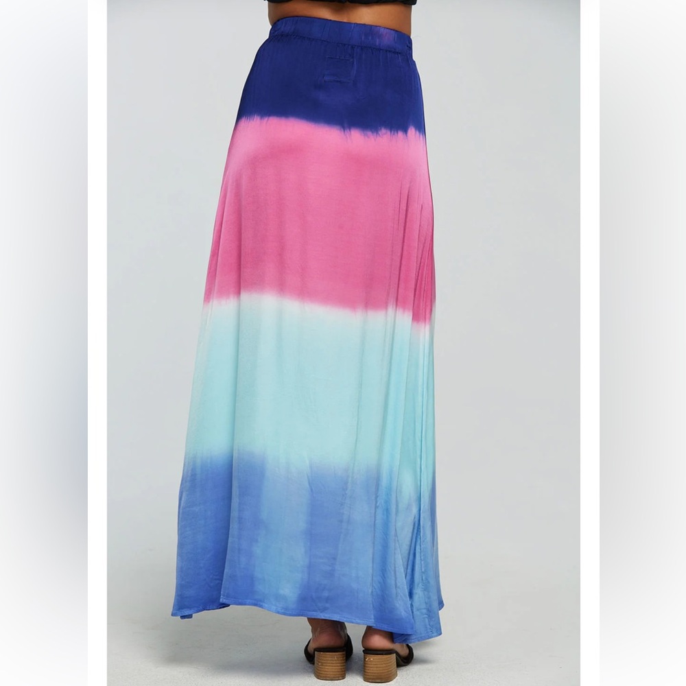 NWT Chaser Stretch Silky Side Slit Maxi Skirt Summer Vacation Tie Dye Resort - Picture 2 of 7